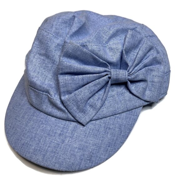 David And Young Linen Blend Blue Painters Hat Flower - Picture 1 of 5
